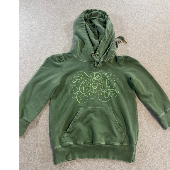 Juicy Couture Tops - Juicy Couture Hoodie Women Small Green Good Rhinestone Puff Sleeve Y2K McBling
